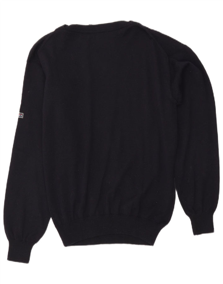 VINTAGE Mens Boat Neck Jumper Sweater Medium Navy Blue