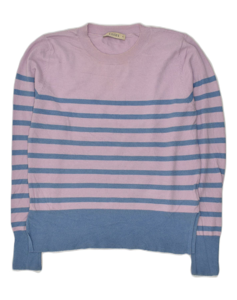 OASIS Womens Boat Neck Jumper Sweater UK 14 Medium Purple Striped Viscose | Vintage Oasis | Thrift | Second-Hand Oasis | Used Clothing | Messina Hembry 