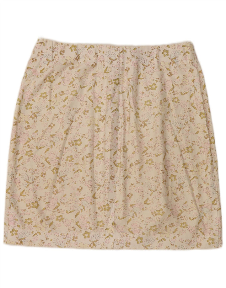 CACHAREL Womens Mini Skirt W30 Medium Off White Floral Cotton