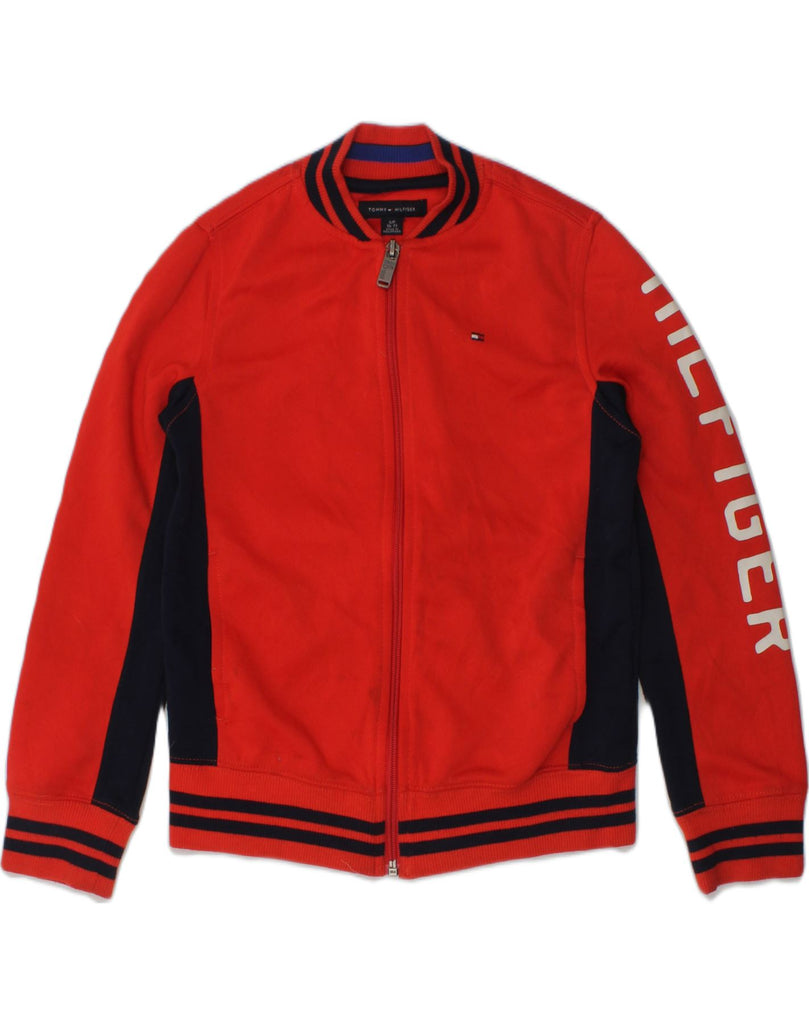 TOMMY HILFIGER Boys Graphic Tracksuit Top Jacket 6-7 Years Small Red | Vintage Tommy Hilfiger | Thrift | Second-Hand Tommy Hilfiger | Used Clothing | Messina Hembry 