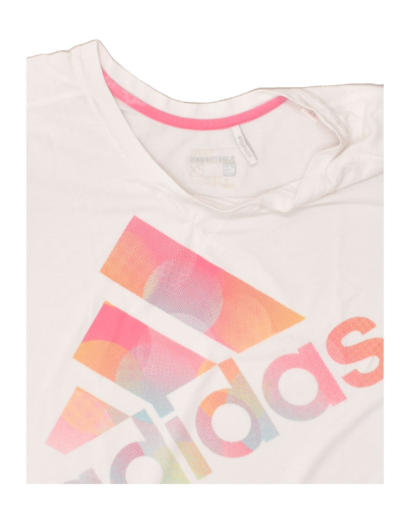 ADIDAS Womens Climalite Graphic T-Shirt Top UK 6 XS White Rayon | Vintage Adidas | Thrift | Second-Hand Adidas | Used Clothing | Messina Hembry 