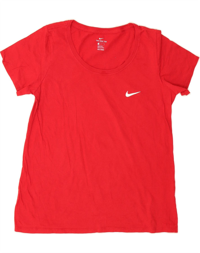 NIKE Womens Athletic Cut T-Shirt Top UK 14 Large Red Cotton Vintage Nike and Second-Hand Nike from Messina Hembry 