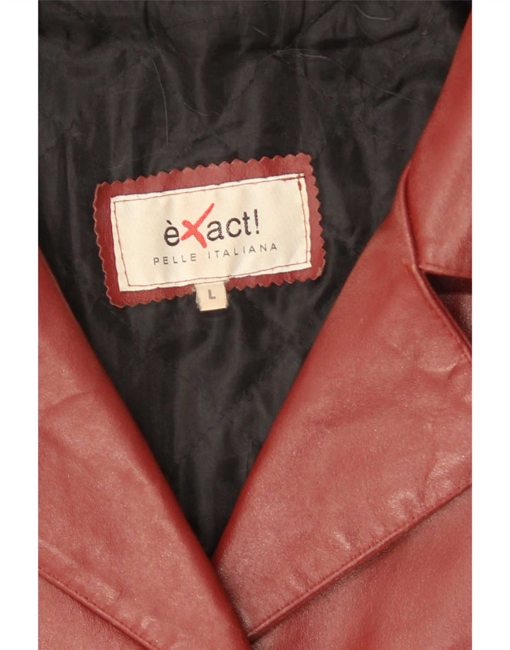 Vintage Womens Leather Coat UK 14 Large Maroon Leather