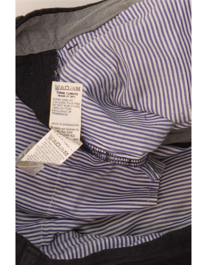 Marks & Spencer Mens Regular Fit Suit Trousers W34 L29 Navy Blue Cotton