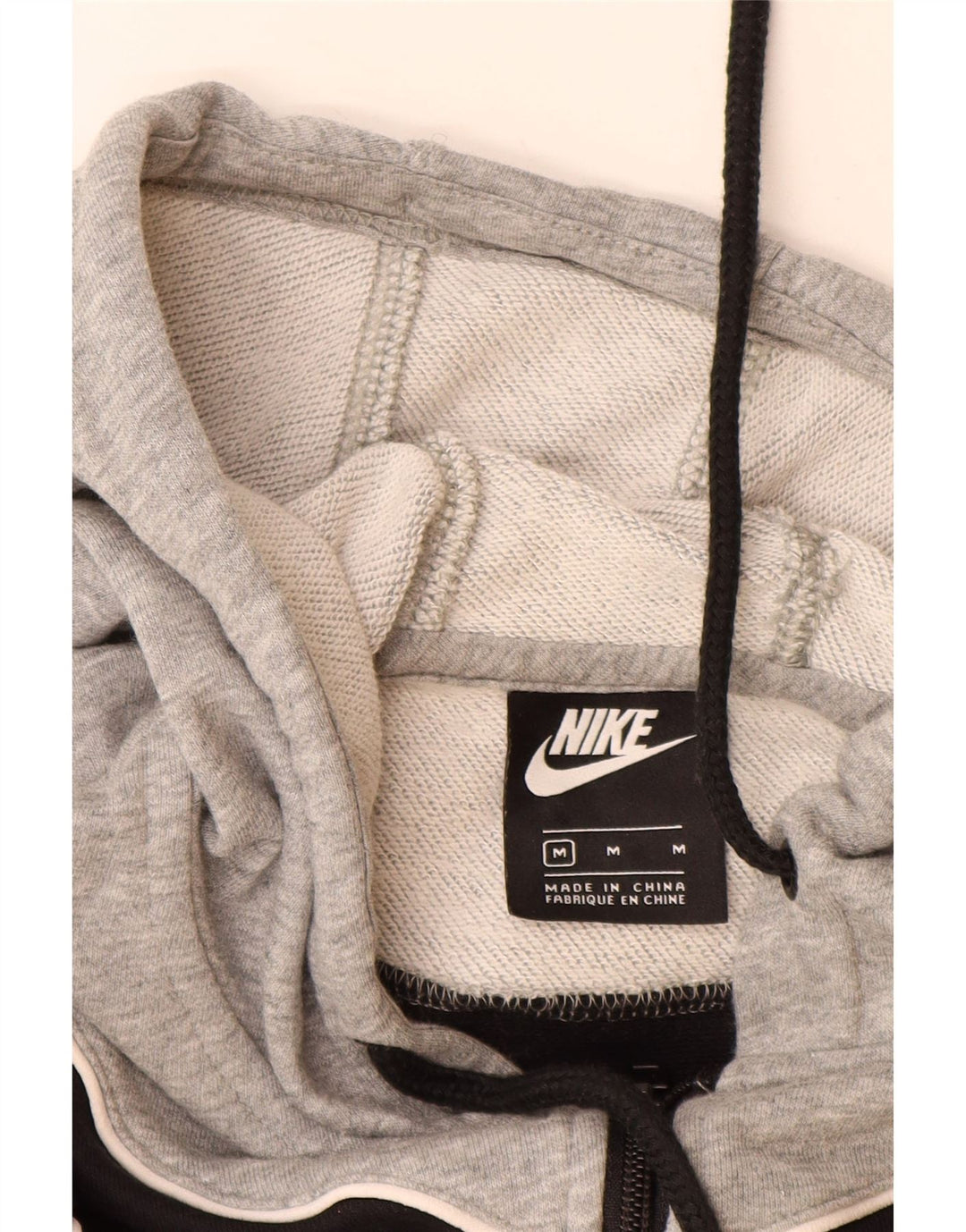 NIKE Womens Crop Hoodie Jumper UK 14 Medium Grey Colourblock Cotton