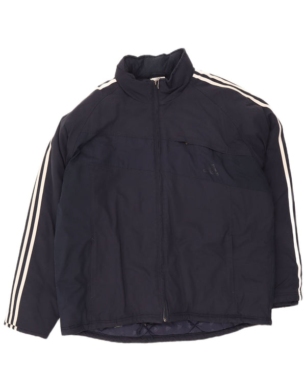 Adidas Mens Padded Jacket UK 42 XL Navy Blue Polyester