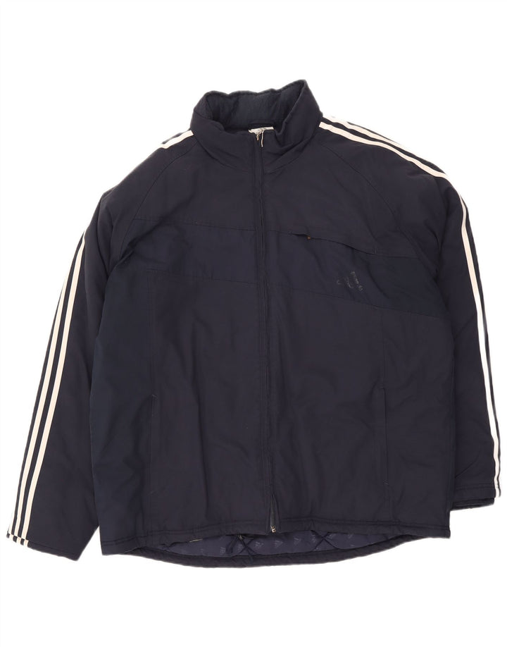 Adidas Mens Padded Jacket UK 42 XL Navy Blue Polyester