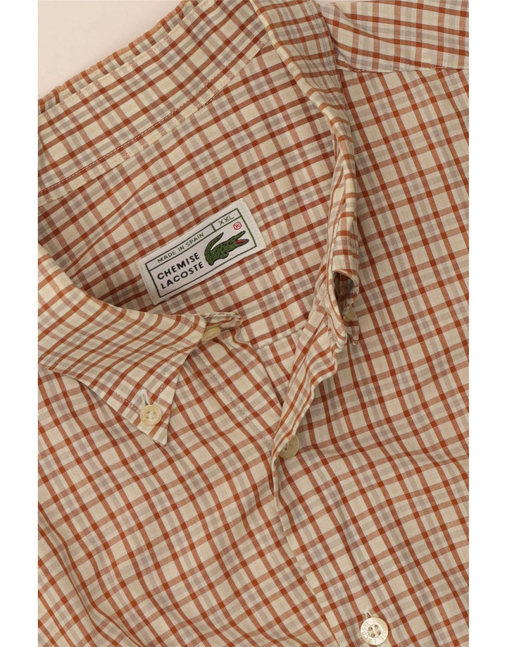 Lacoste Mens Short Sleeve Shirt 2XL Brown Check