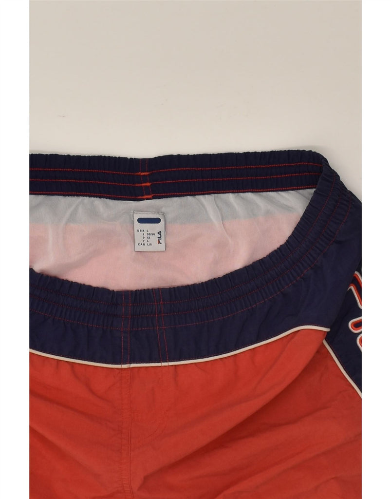 FILA Mens Graphic Sport Shorts IT 52/54 Large Red Colourblock Polyester | Vintage Fila | Thrift | Second-Hand Fila | Used Clothing | Messina Hembry 