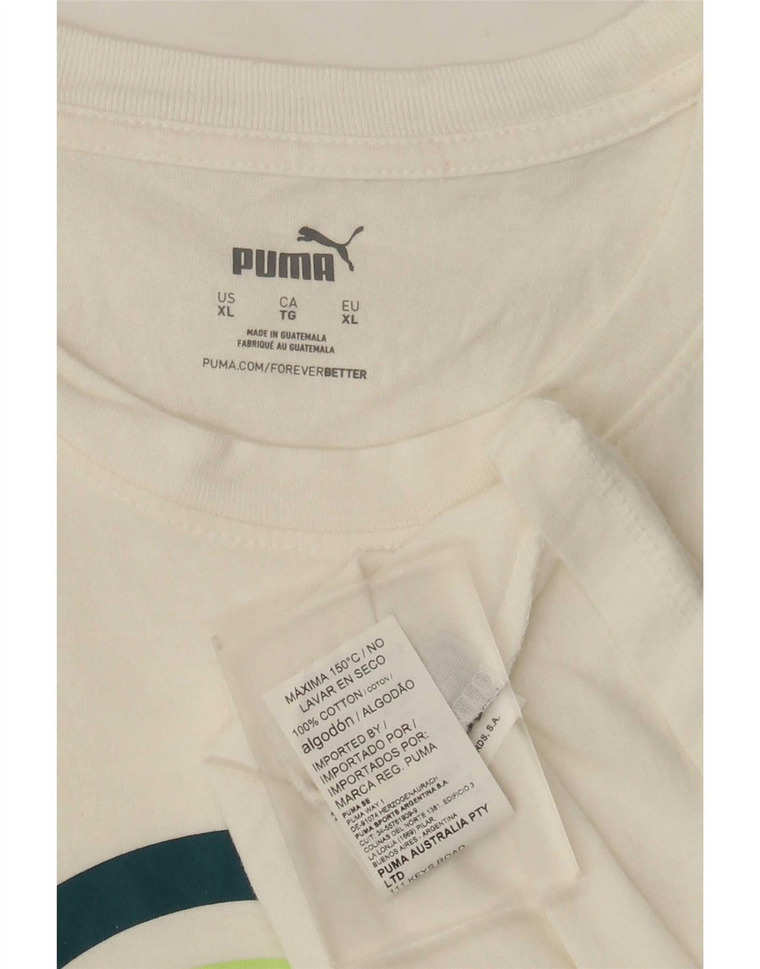 Puma Mens Graphic T-Shirt Top XL White Cotton
