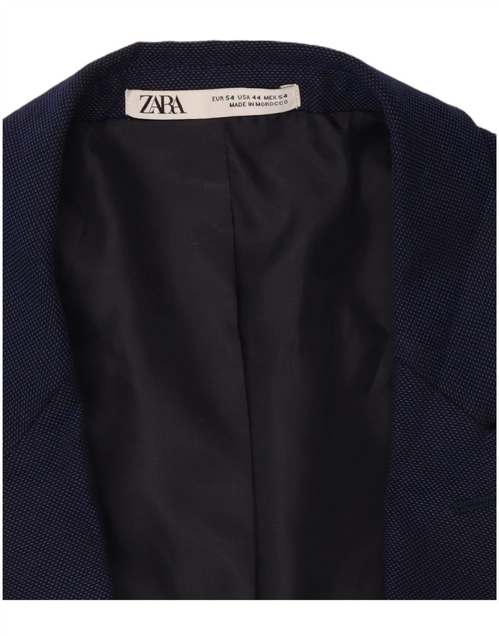Zara Mens 1 Button Blazer Jacket EU 54 XL Navy Blue