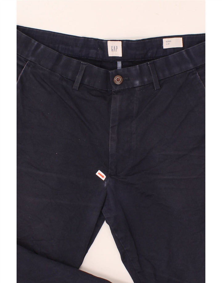 GAP Womens Slim Chino Trousers W32 L30 Navy Blue Cotton Vintage Gap and Second-Hand Gap from Messina Hembry 