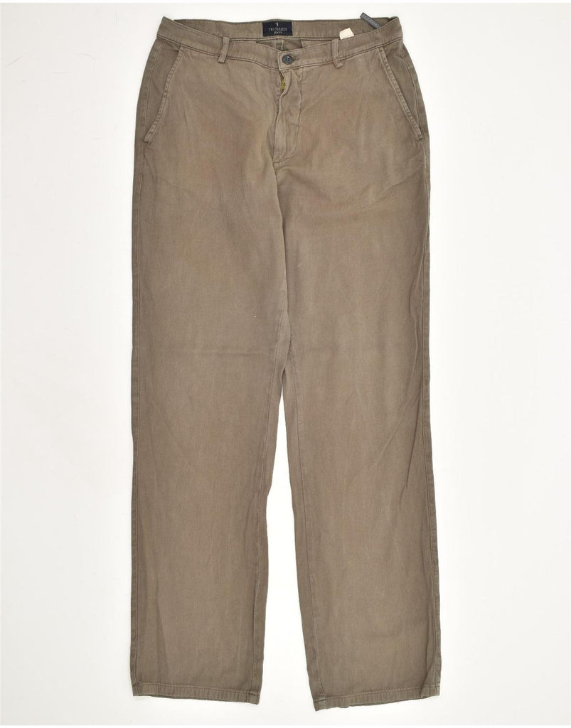 TRUSSARDI Mens Straight Chino Trousers IT 52 XL W33 L34 Brown Cotton | Vintage Trussardi | Thrift | Second-Hand Trussardi | Used Clothing | Messina Hembry 