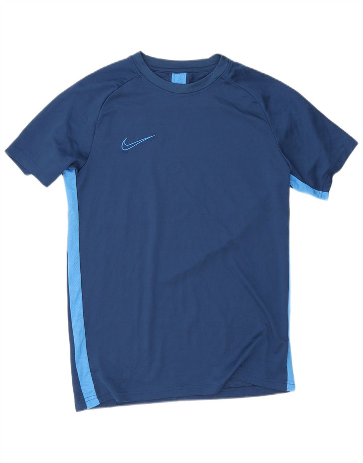 Nike Mens Dri Fit T-Shirt Top Medium Navy Blue Colourblock Polyester