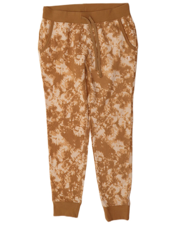 Champion Womens Tracksuit Trousers Joggers UK 10 Small Brown Tie Dye Cotton