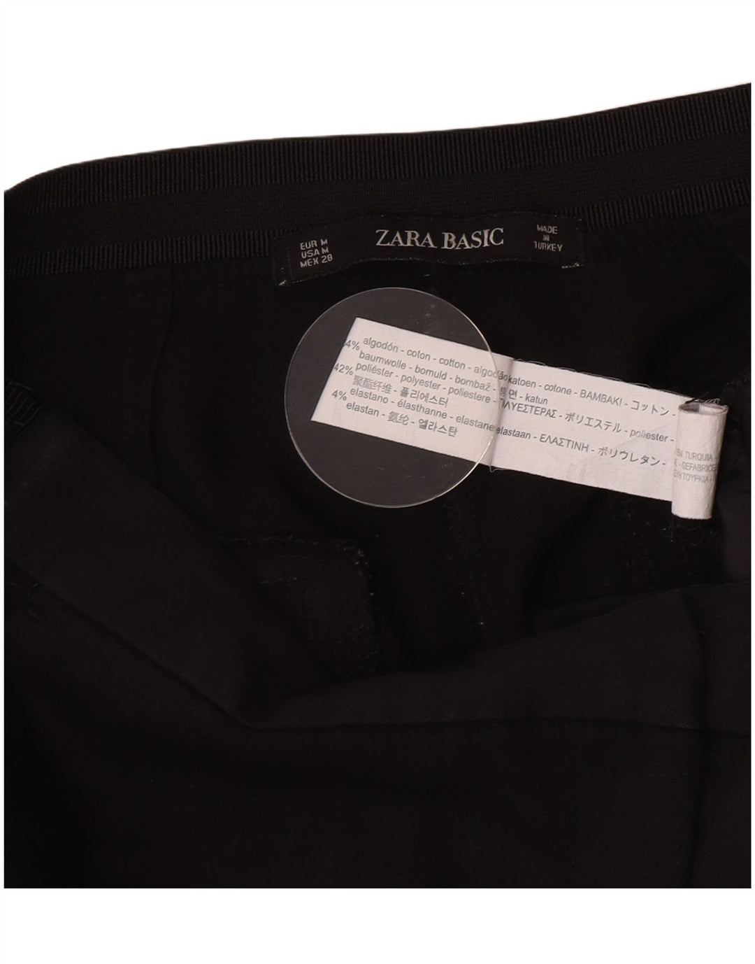 Zara Womens Slim Chino Trousers Medium W28 L26 Black Cotton