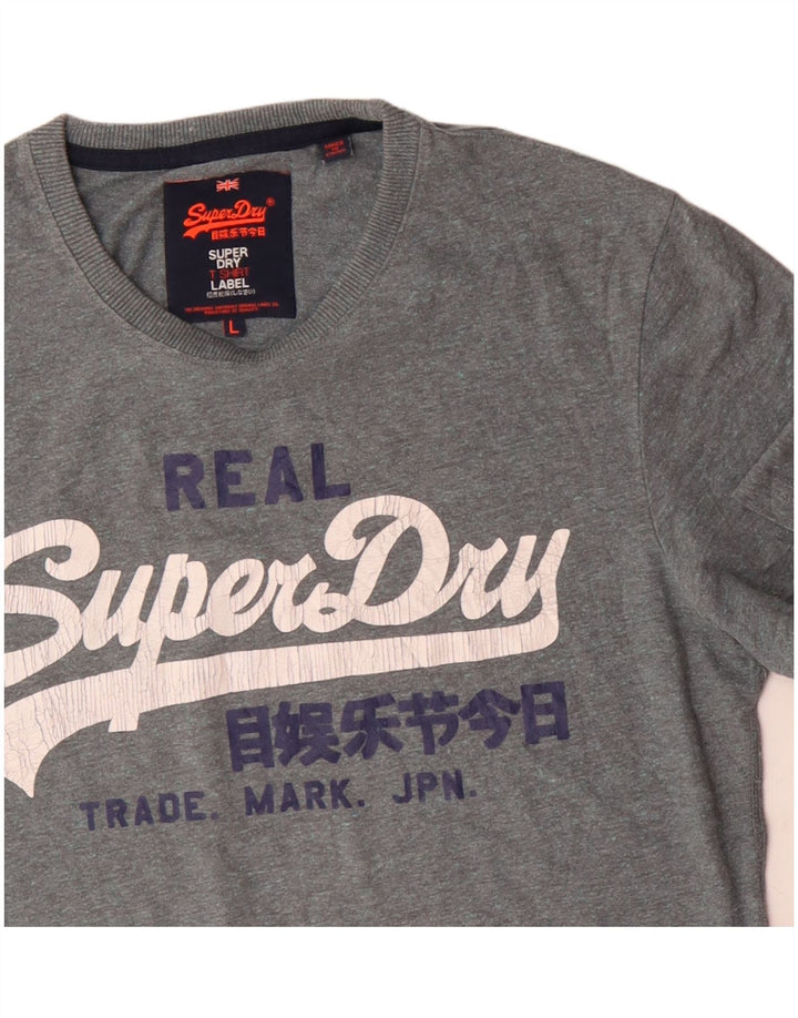 Superdry Mens Graphic T-Shirt Top Large Grey Cotton