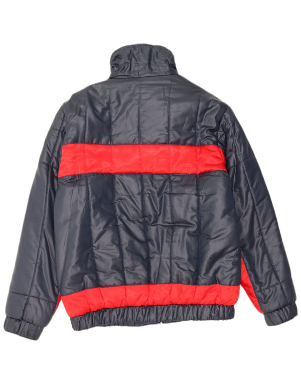 Vintage Mens Hooded Padded Jacket EU 56 3XL Navy Blue Colourblock Nylon