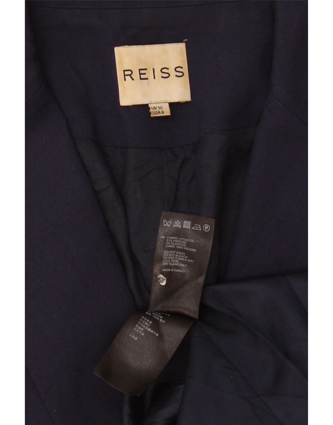 Reiss Womens 1 Button Blazer Jacket UK 10 Small  Navy Blue Viscose