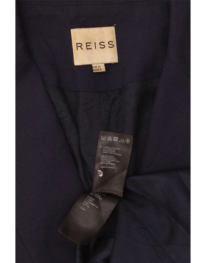 Reiss Womens 1 Button Blazer Jacket UK 10 Small  Navy Blue Viscose