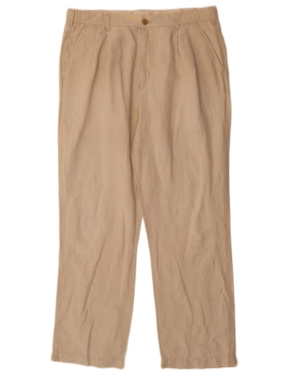 Marks & Spencer Mens Blue Harbour Pegged Chino Trousers W36 L31 Beige Linen