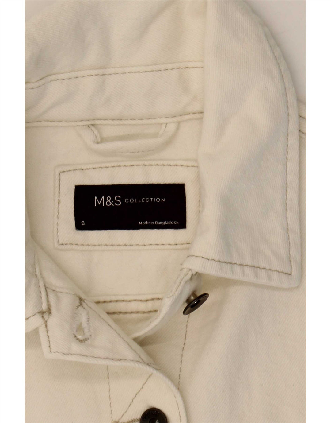 Marks & Spencer Womens Denim Jacket UK 8 Small White Cotton