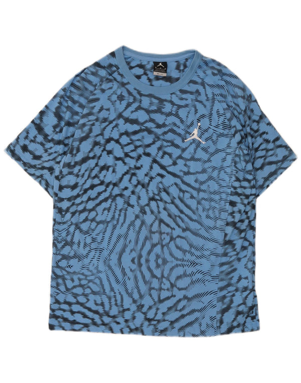 Jordan Mens Dri Fit Abstract Pattern T-Shirt Top Medium Blue Cotton
