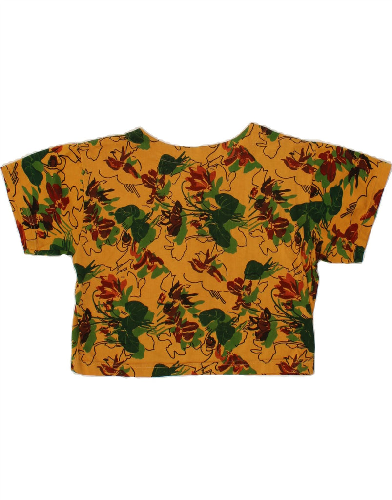 CHADIA Womens Crop T-Shirt Top UK 12 Medium Yellow Floral Cotton Vintage Chadia and Second-Hand Chadia from Messina Hembry 