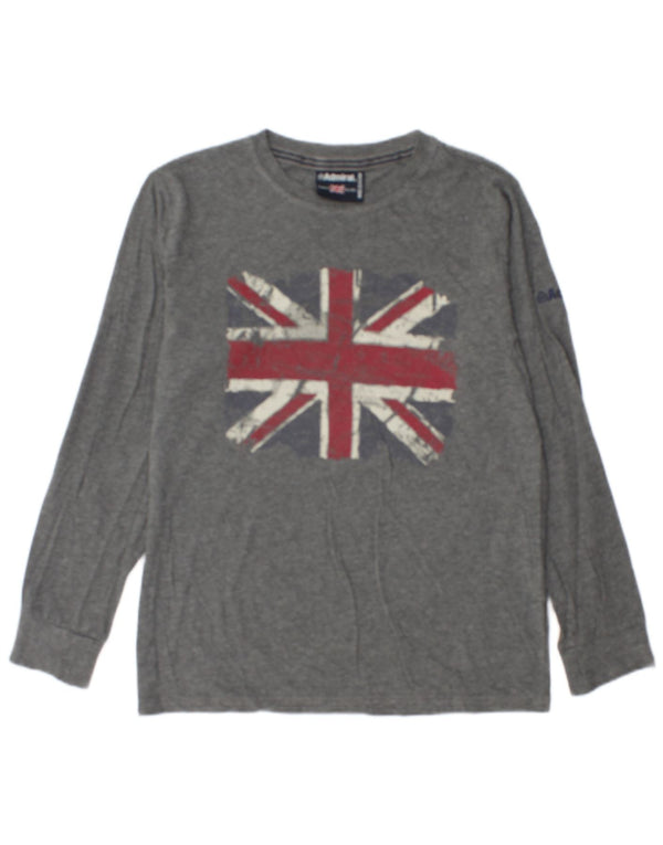 Admiral Mens Graphic Top Long Sleeve Medium Grey Flecked Cotton