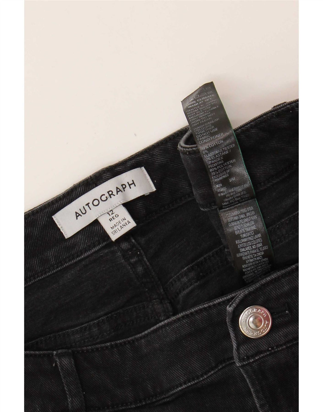 Marks & Spencer Womens Autograph Tapered Jeans UK 12 Medium W32 L29 Grey