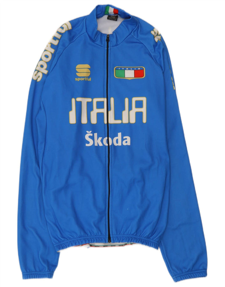 Sportful Mens Italia Graphic Tracksuit Top Jacket 2XL Blue Polyester