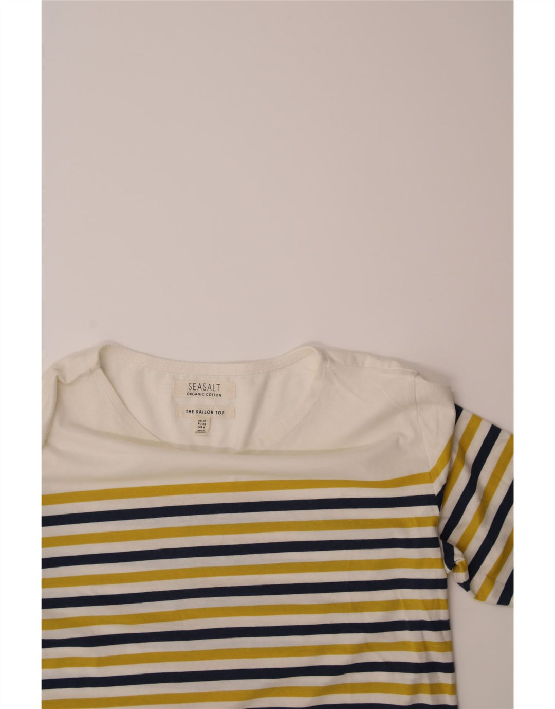SEASALT Womens Loose Fit Top 3/4 Sleeve UK 10 Small  Multicoloured Striped Vintage Seasalt and Second-Hand Seasalt from Messina Hembry 