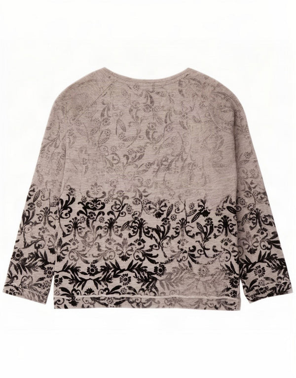 Zara Womens Trafaluc Sweatshirt Jumper UK 14 Medium Grey Floral Cotton