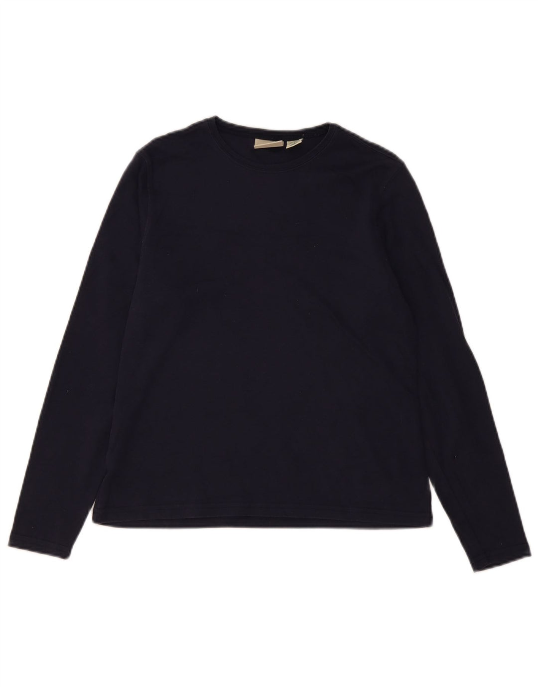 L.L.BEAN Womens Top Long Sleeve UK 10 Small Navy Blue Cotton