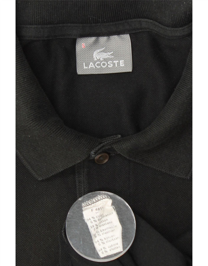 LACOSTE Mens Polo Shirt Size 5 Large Black Cotton