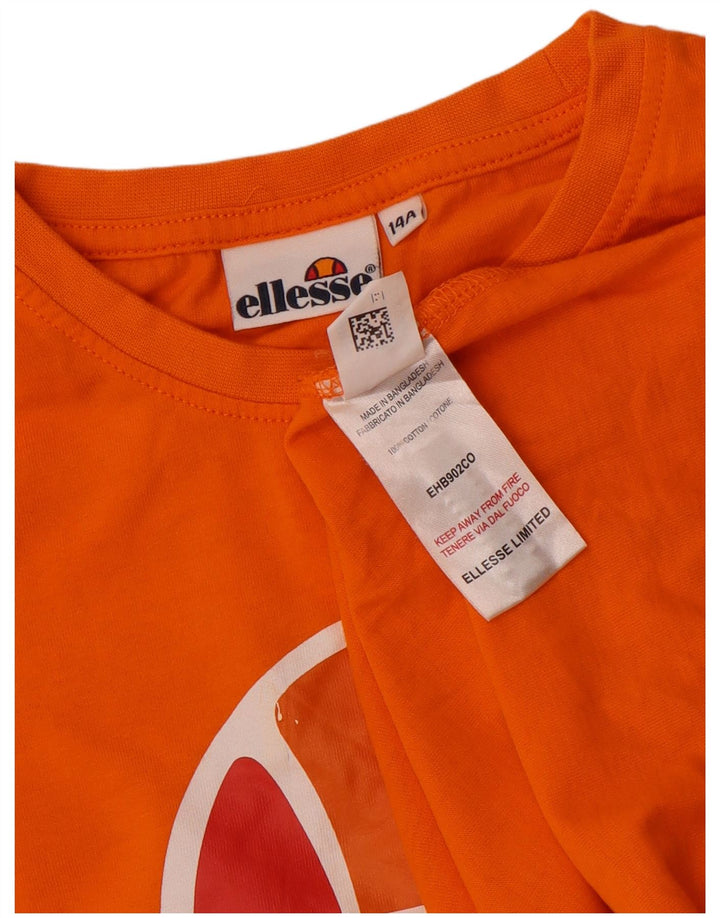 Ellesse Boys Graphic Top Long Sleeve 13-14 Years Orange Cotton