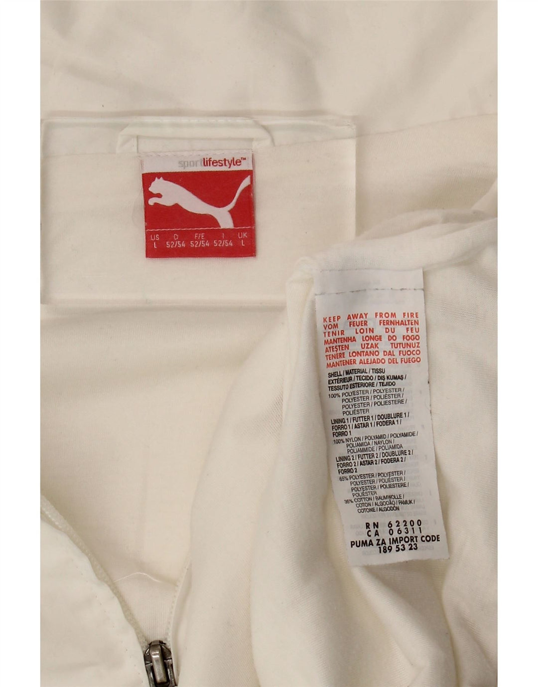 Puma Womens Graphic Tracksuit Top Jacket Large White Colourblock Polyester