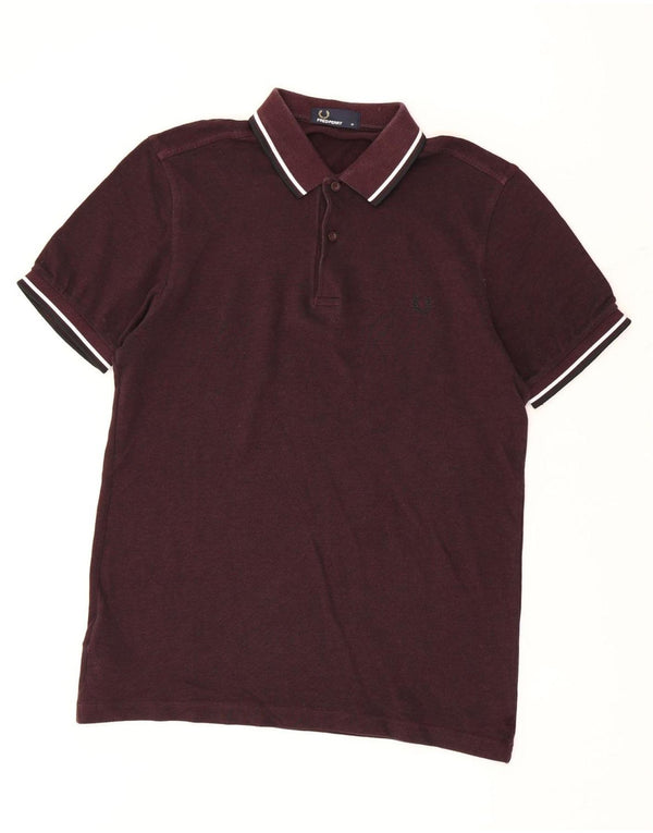 Fred Perry Mens Polo Shirt Medium Maroon Cotton