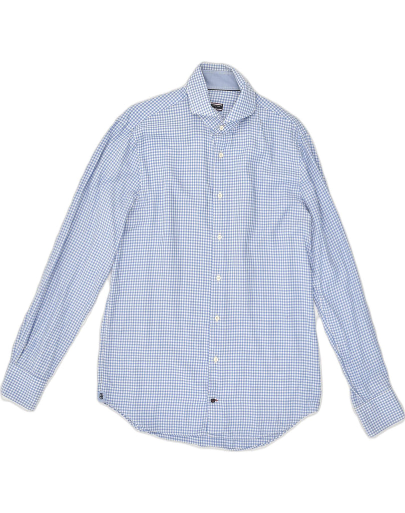 TOMMY HILFIGER Mens Shirt UK 15 3/4 Medium Blue Gingham Cotton | Vintage Tommy Hilfiger | Thrift | Second-Hand Tommy Hilfiger | Used Clothing | Messina Hembry 