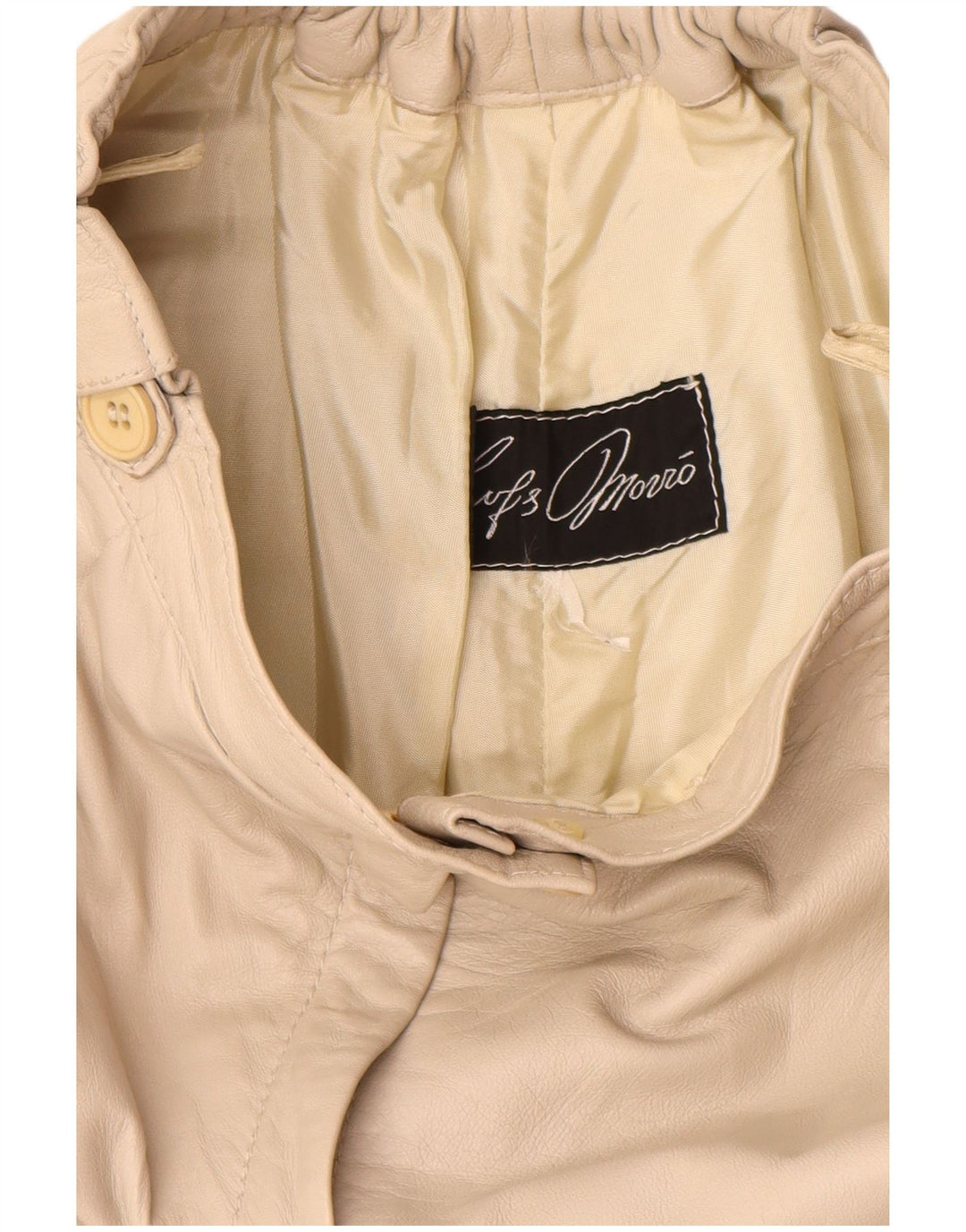 Vintage Womens Leather Cullotes Capri Trousers W24 L14 Beige