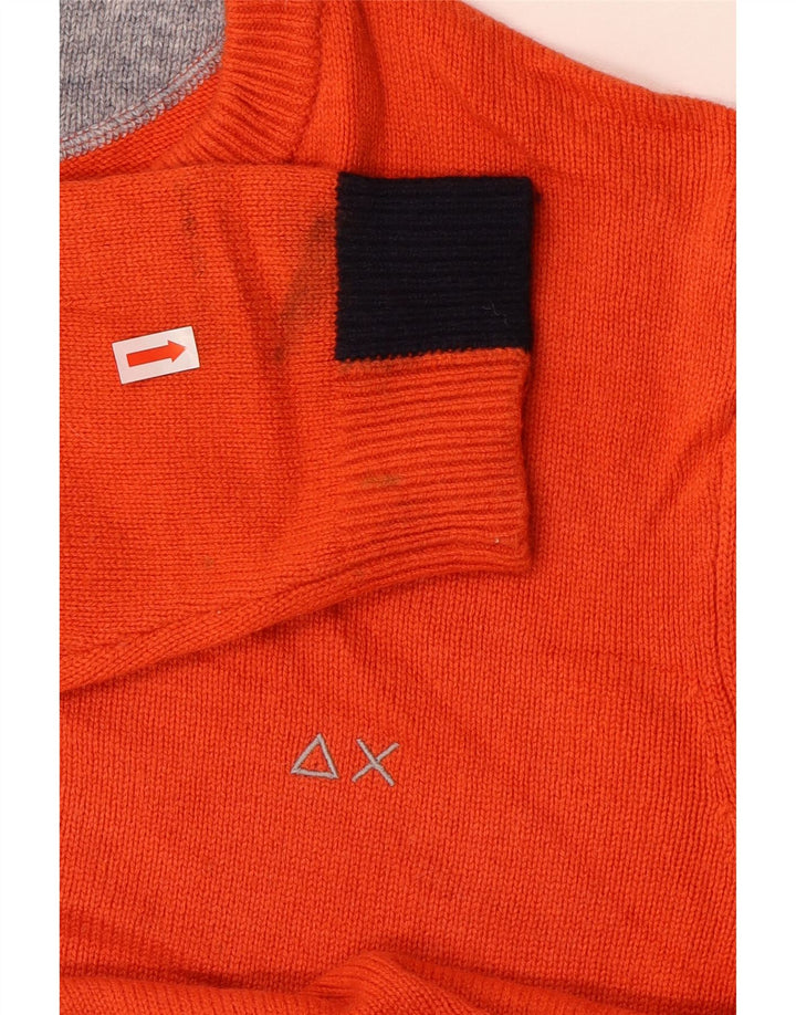 Sun68 Womens Crew Neck Jumper Sweater UK 16 Large Orange Wool
