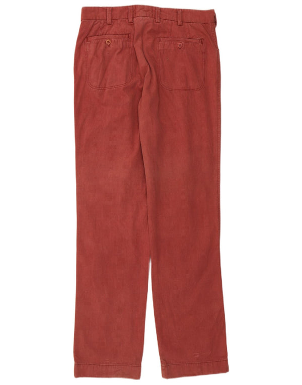Vintage Mens Straight Casual Trousers W34 L34 Red Houndstooth Cotton