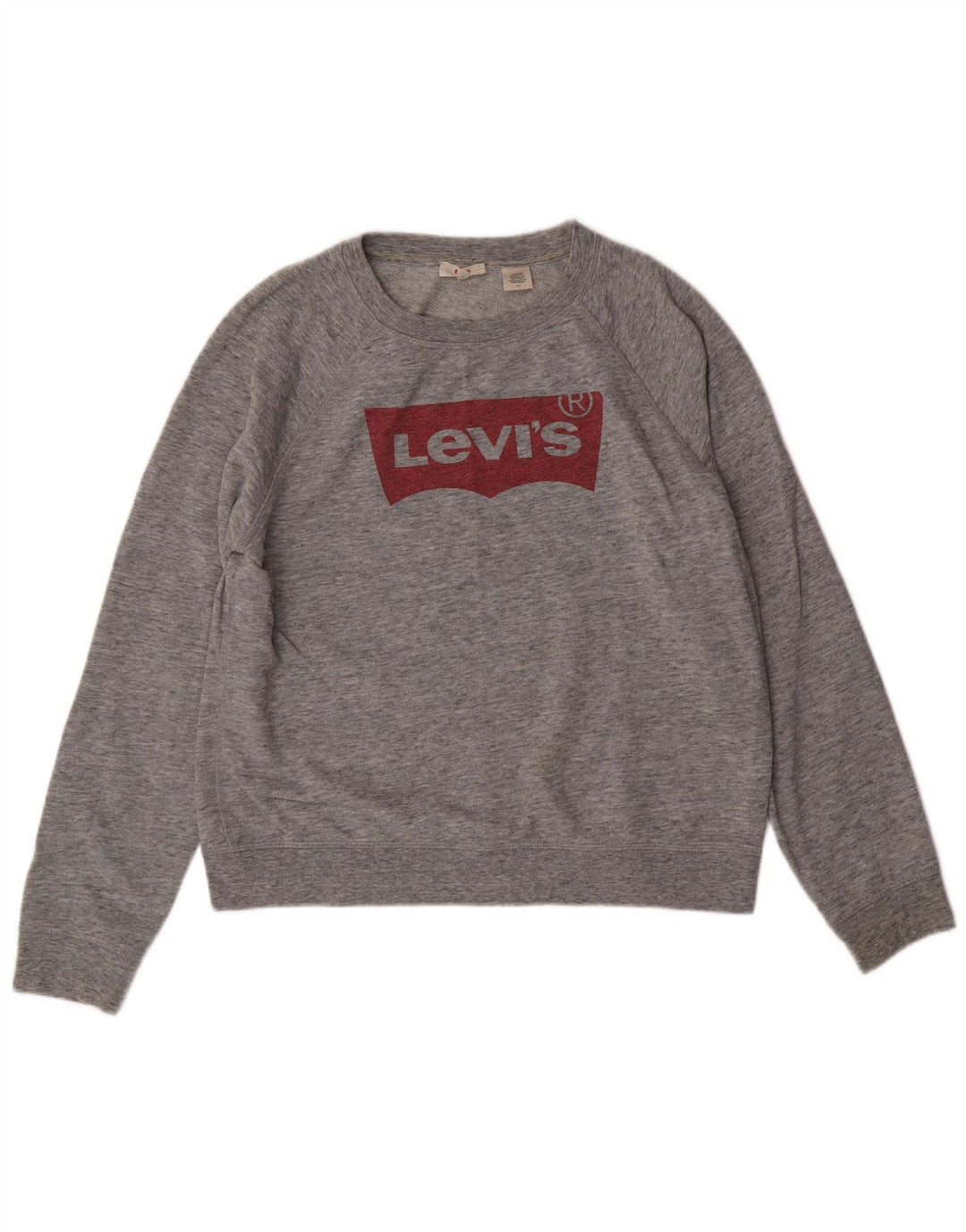 LEVI'S Womens Graphic Sweatshirt Jumper UK 16 Large Grey Flecked