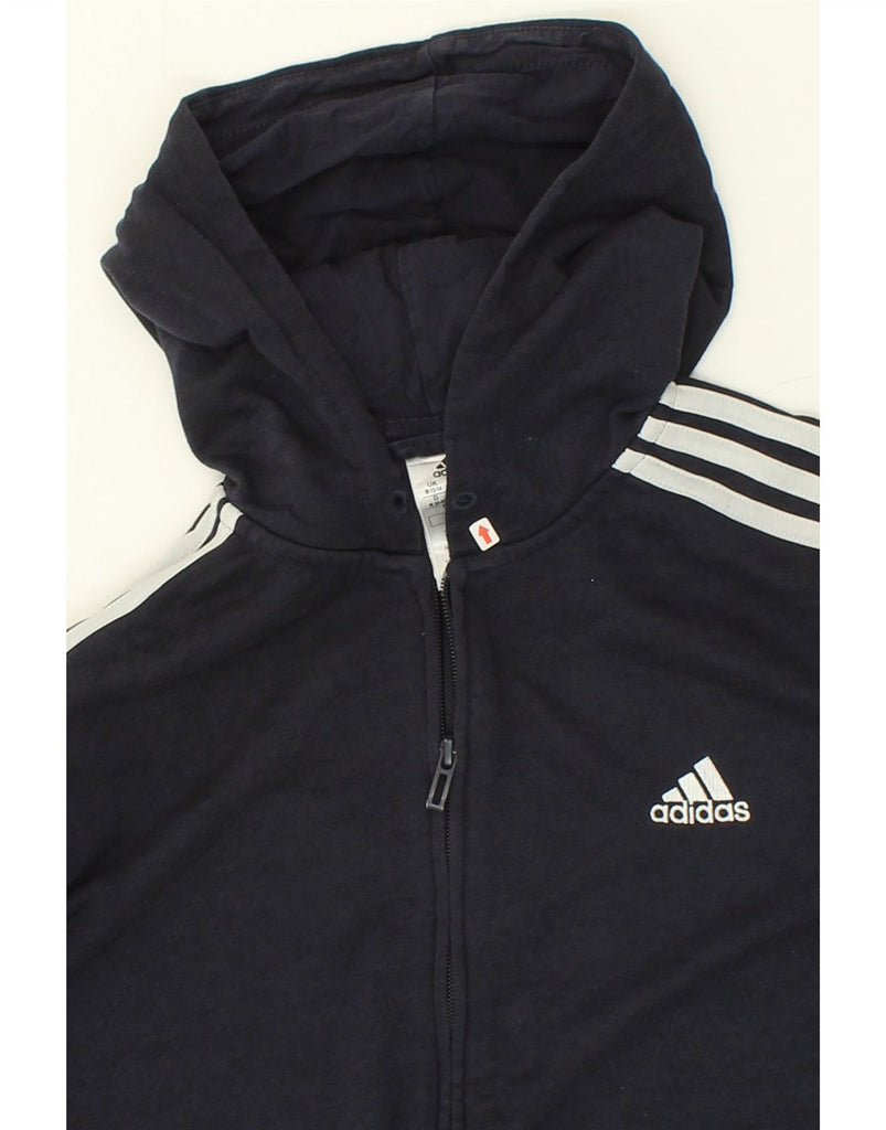 ADIDAS Womens Zip Hoodie Sweater UK 12/14 Medium Black Cotton | Vintage Adidas | Thrift | Second-Hand Adidas | Used Clothing | Messina Hembry 