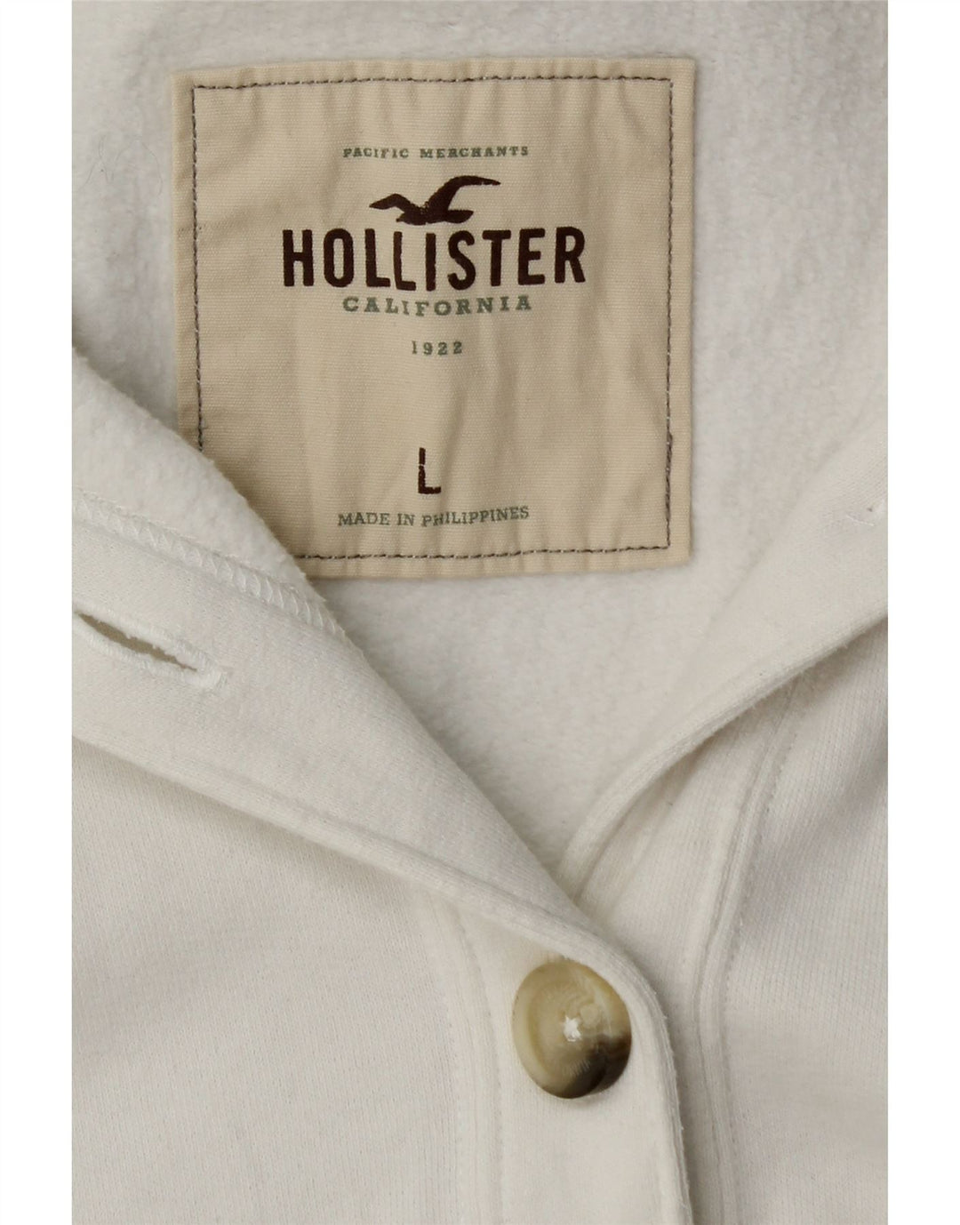 HOLLISTER Womens Graphic Tracksuit Top Jacket UK 14 Large White Cotton