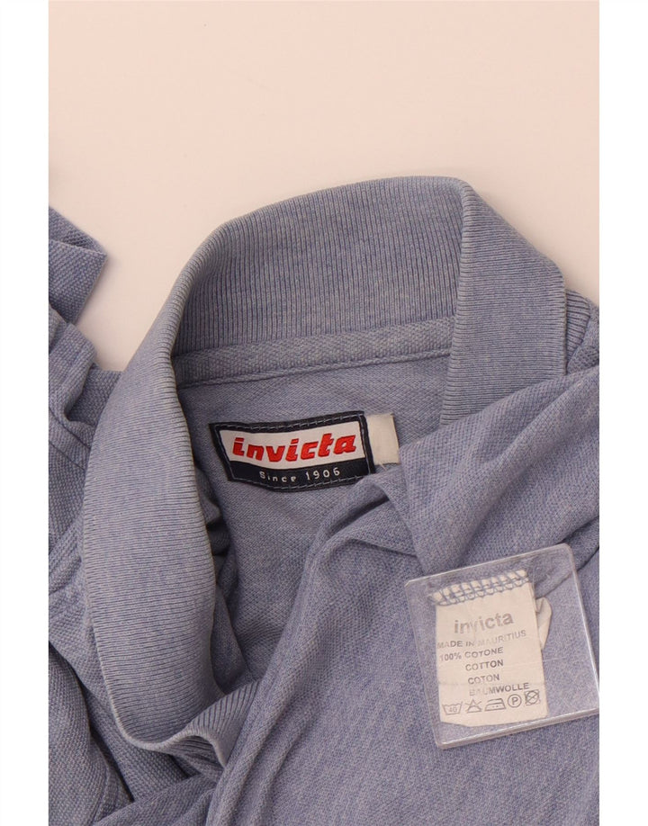 INVICTA Mens Polo Shirt Medium Navy Blue Flecked Cotton