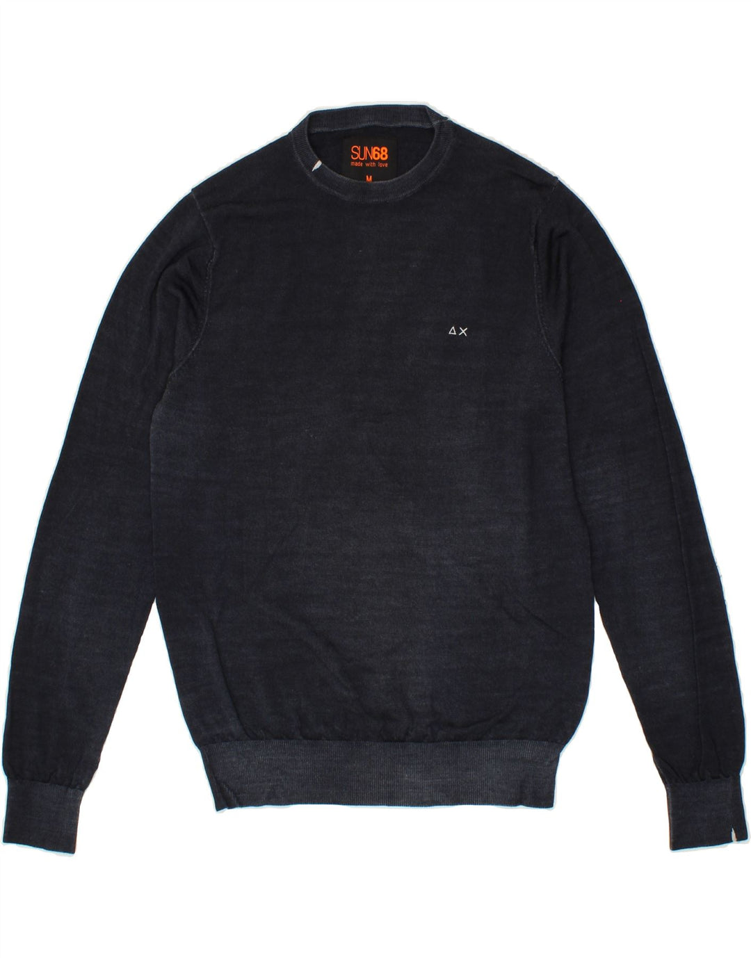 SUN68 Mens Crew Neck Jumper Sweater Medium Navy Blue Wool Vintage Sun68 and Second-Hand Sun68 from Messina Hembry 