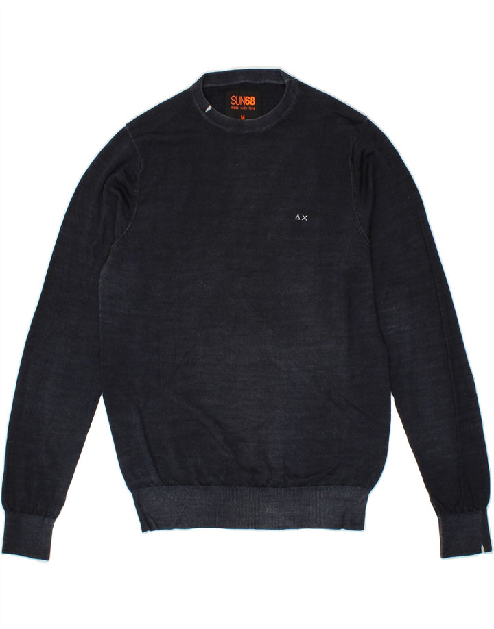 SUN68 Mens Crew Neck Jumper Sweater Medium Navy Blue Wool Vintage Sun68 and Second-Hand Sun68 from Messina Hembry 