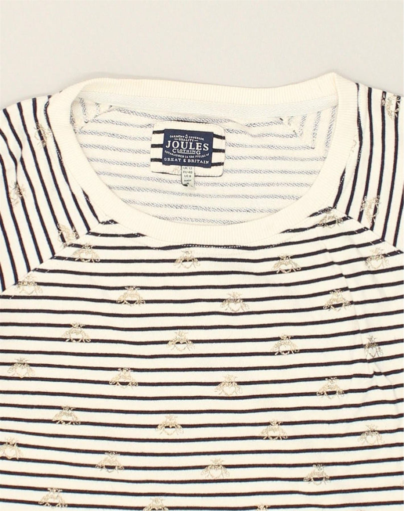 JOULES Womens Top Long Sleeve UK 12 Medium White Striped Cotton | Vintage Joules | Thrift | Second-Hand Joules | Used Clothing | Messina Hembry 