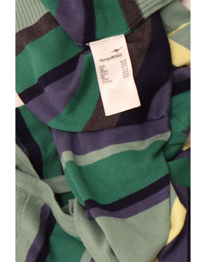KANGAROOS Womens Hooded Cardigan Sweater UK 18/20 XL Multicoloured Striped